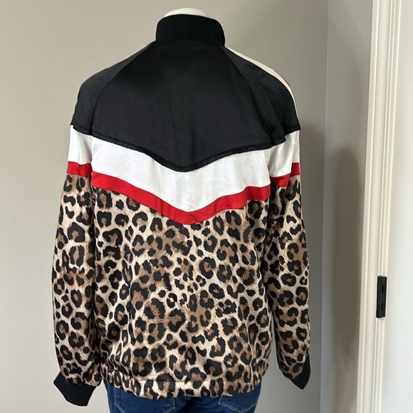 Pam and Gela Color Block Leopard Print Track Jacket Full Zip Athletic Wear Sz S - Picture 10 of 15